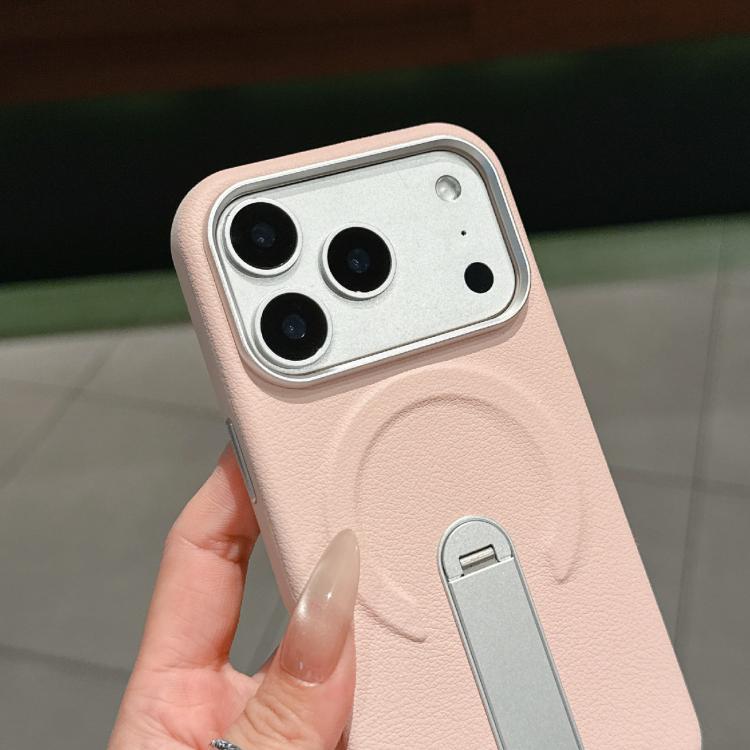 For iPhone 17 Pro Max Invisible Holder PC + Vegan Leather Magnetic Phone Case