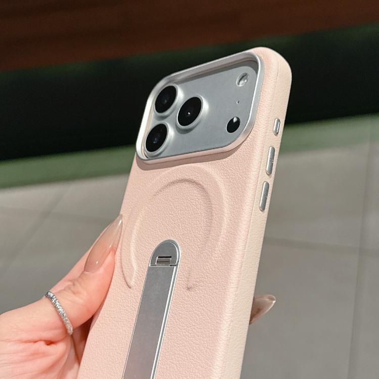 For iPhone 17 Pro Max Invisible Holder PC + Vegan Leather Magnetic Phone Case