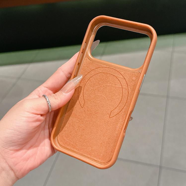 For iPhone 17 Pro Max Invisible Holder PC + Vegan Leather Magnetic Phone Case