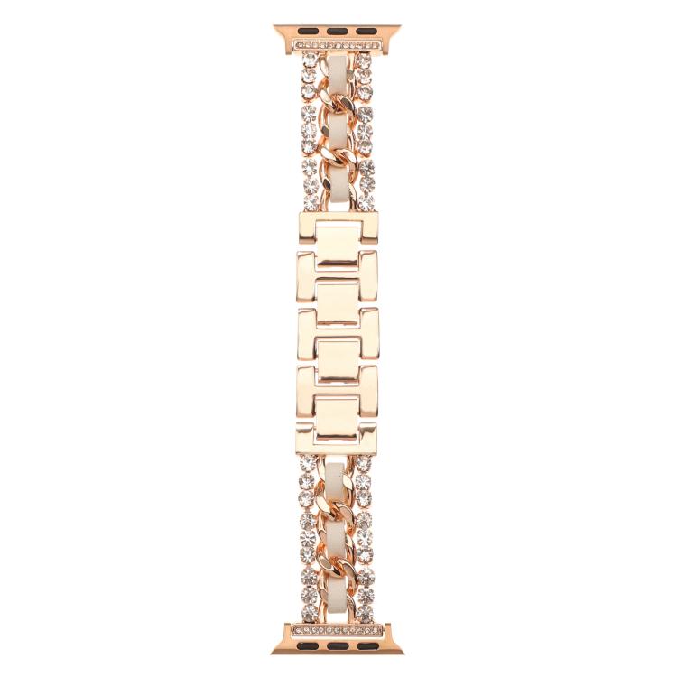 For Apple Watch 46mm / 49mm / 45mm / 44mm Diamond Vegan Leather Metal Watch Band