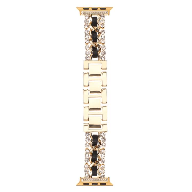 For Apple Watch 42mm / 41mm / 40mm / 38mm Diamond Vegan Leather Metal Watch Band