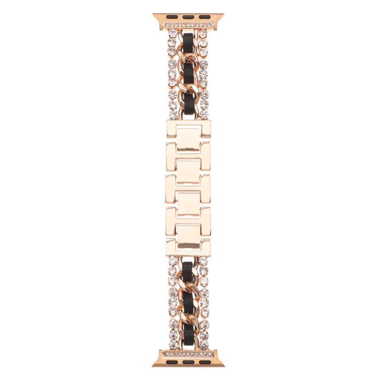 For Apple Watch 42mm / 41mm / 40mm / 38mm Diamond Vegan Leather Metal Watch Band