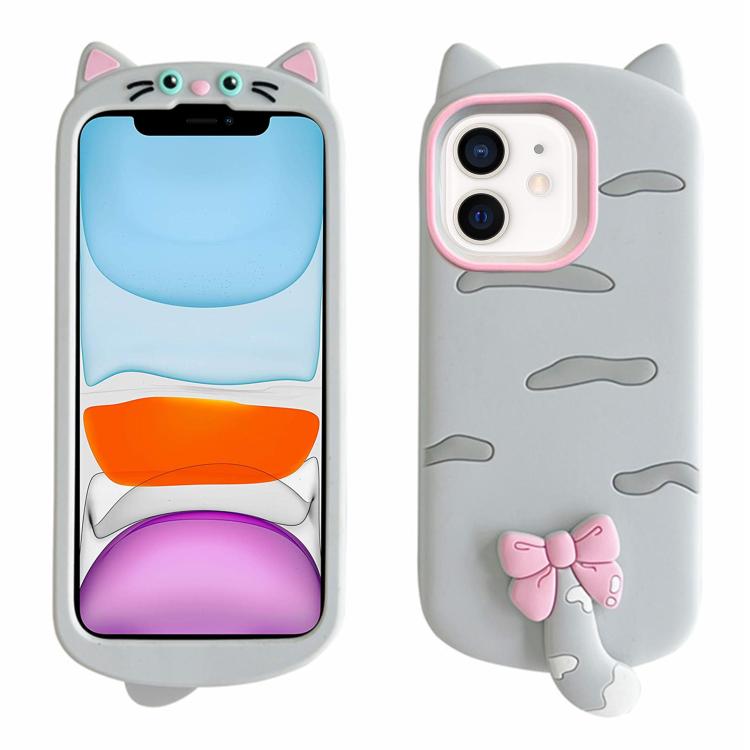 For iPhone 11 Cute 3D Cat Design Silicone Soft Phone Case