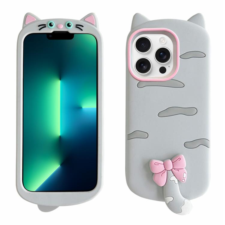 For iPhone 13 Pro Cute 3D Cat Design Silicone Soft Phone Case