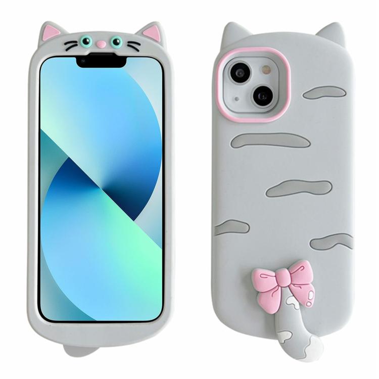 For iPhone 13 Cute 3D Cat Design Silicone Soft Phone Case