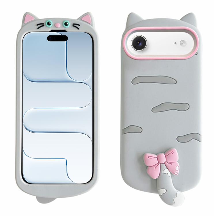 For iPhone Air Cute 3D Cat Design Silicone Soft Phone Case