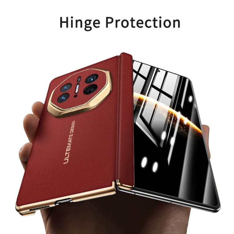 For Huawei Mate X6 Electroplate Vegan Leather Dual Axis Folding Phone Case