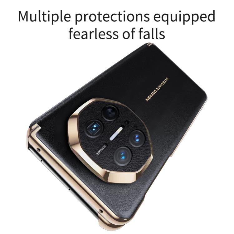 For Huawei Mate X6 Electroplate Vegan Leather Dual Axis Folding Phone Case