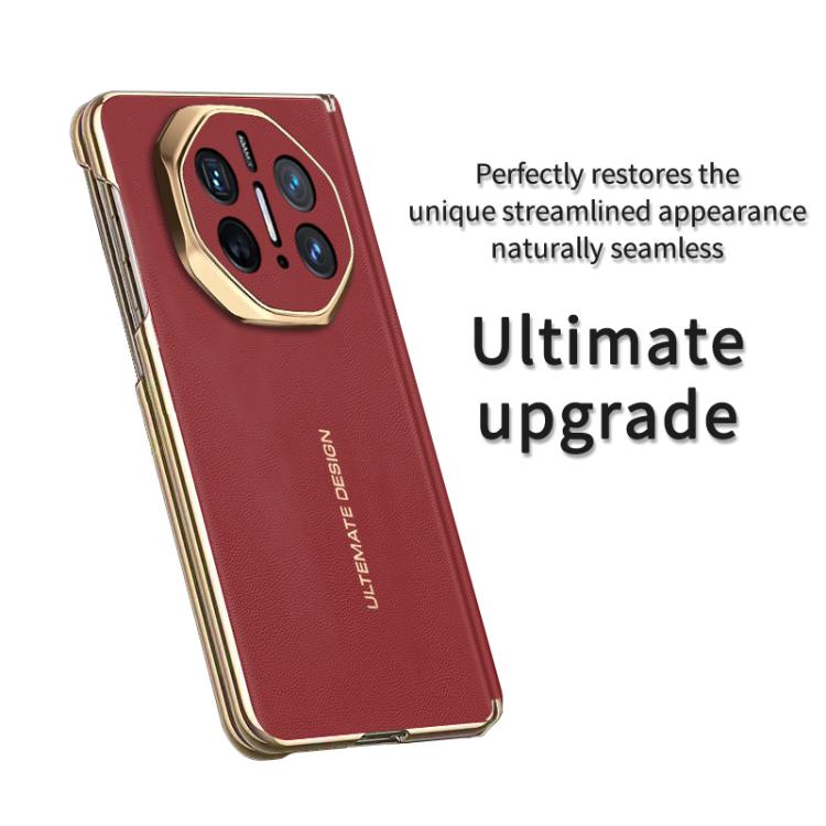 For Huawei Mate X6 Electroplate Vegan Leather Dual Axis Folding Phone Case