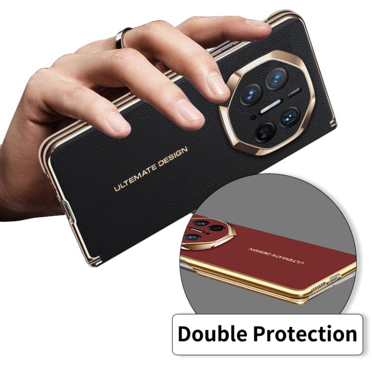 For Huawei Mate X6 Electroplate Vegan Leather Dual Axis Folding Phone Case