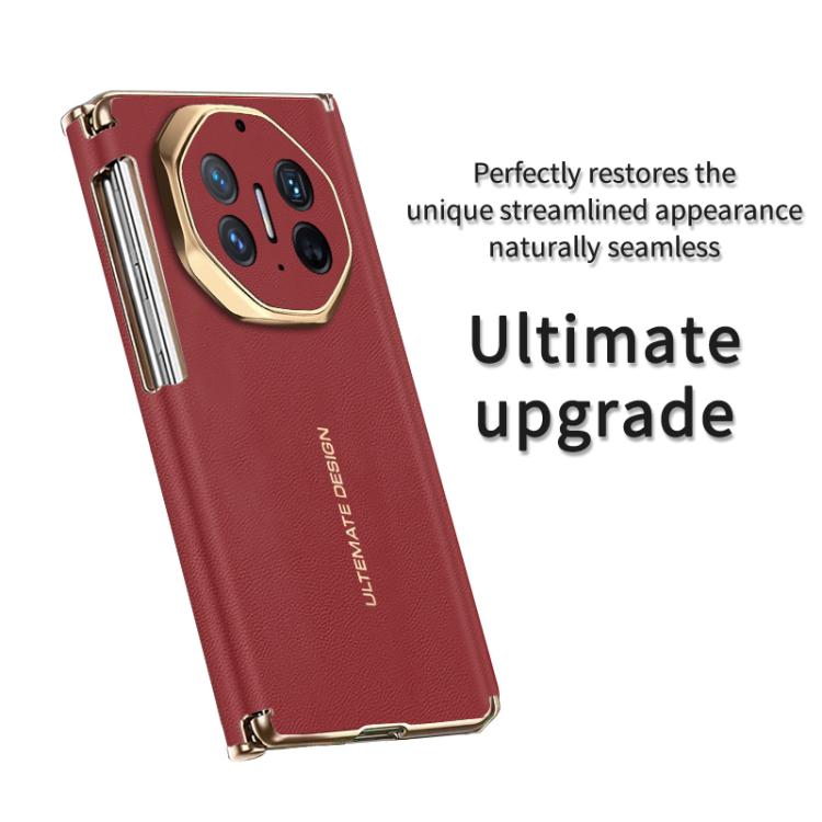 For Huawei Mate XT Ultimate Design Electroplate Vegan Leather Dual Axis Folding Phone Case