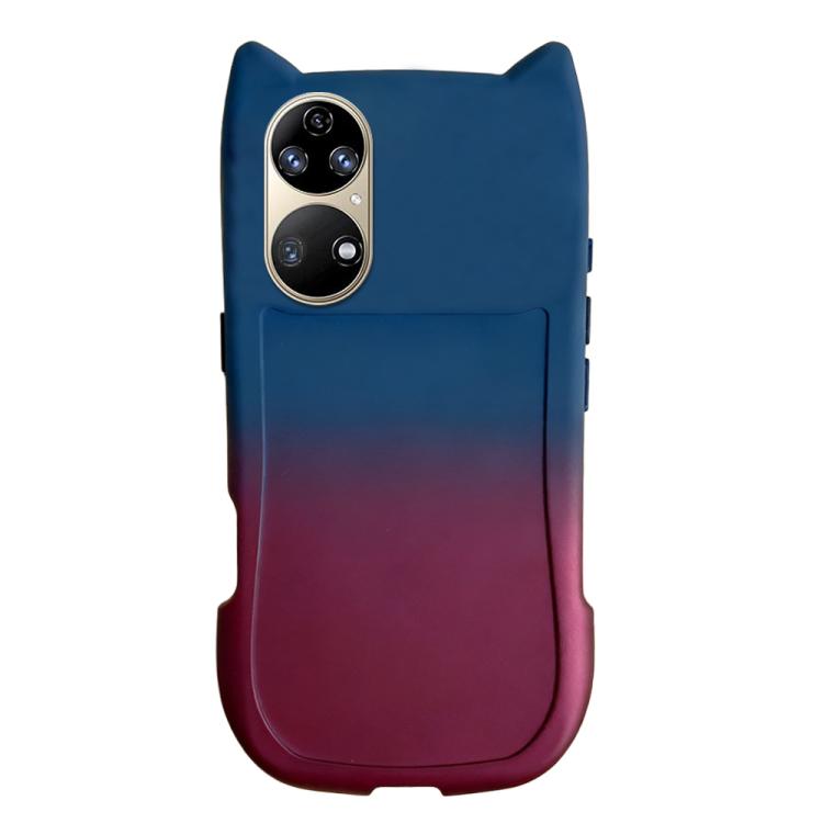 For Huawei P50 Pro Gradient Cat Ear Design TPU Phone Case