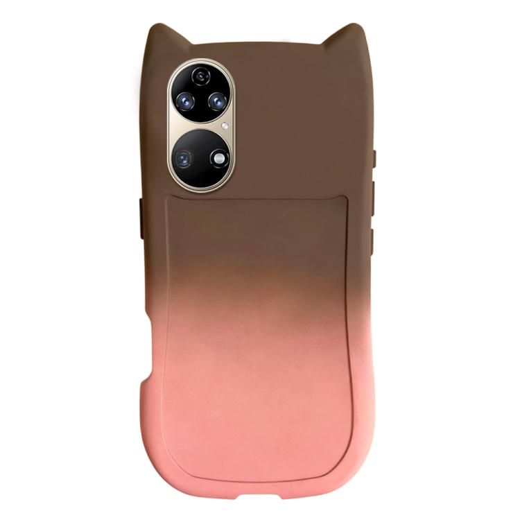 For Huawei P50 Pro Gradient Cat Ear Design TPU Phone Case
