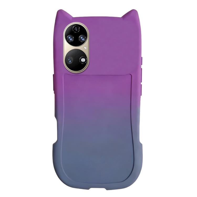 For Huawei P50 Pro Gradient Cat Ear Design TPU Phone Case
