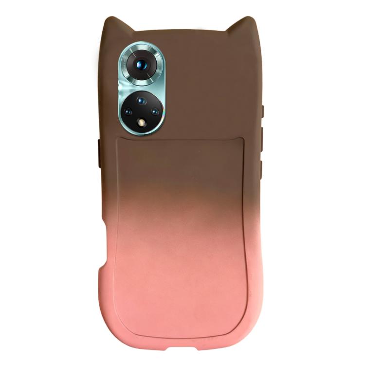 For Honor 50 Pro Gradient Cat Ear Design TPU Phone Case