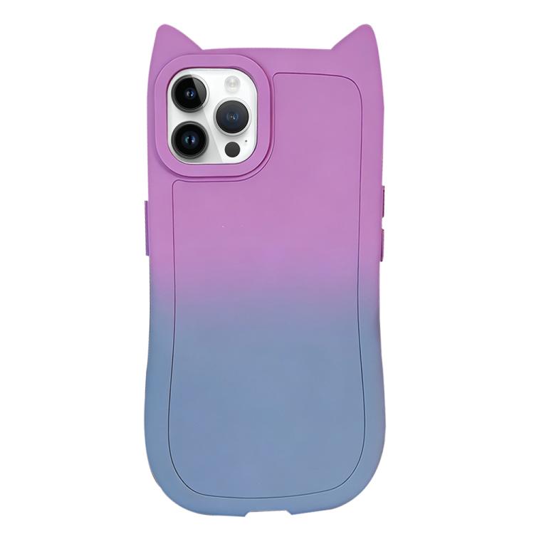 For iPhone 16 Pro Max Gradient Cat Ear Design TPU Phone Case