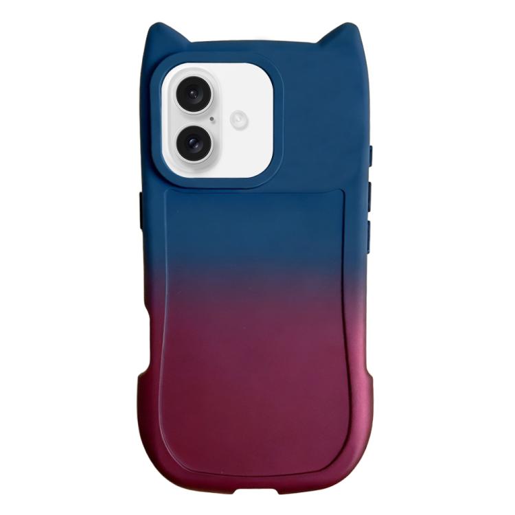 For iPhone 16 Gradient Cat Ear Design TPU Phone Case