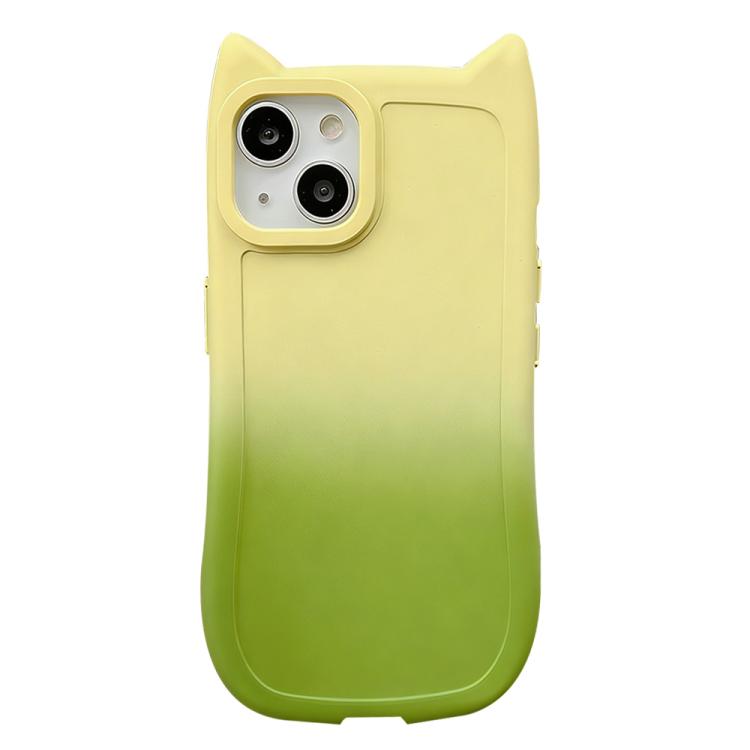 For iPhone 15 Gradient Cat Ear Design TPU Phone Case