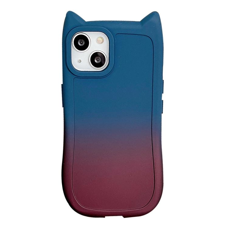 For iPhone 14 Gradient Cat Ear Design TPU Phone Case