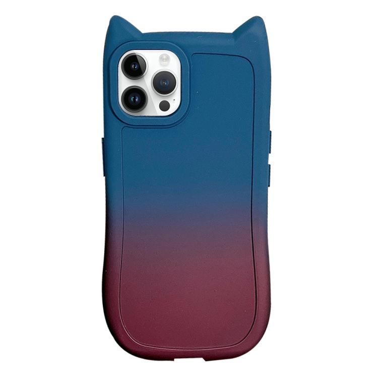 For iPhone 13 Pro Gradient Cat Ear Design TPU Phone Case