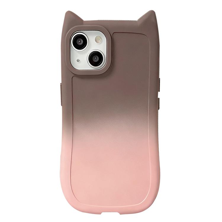 For iPhone 13 Gradient Cat Ear Design TPU Phone Case