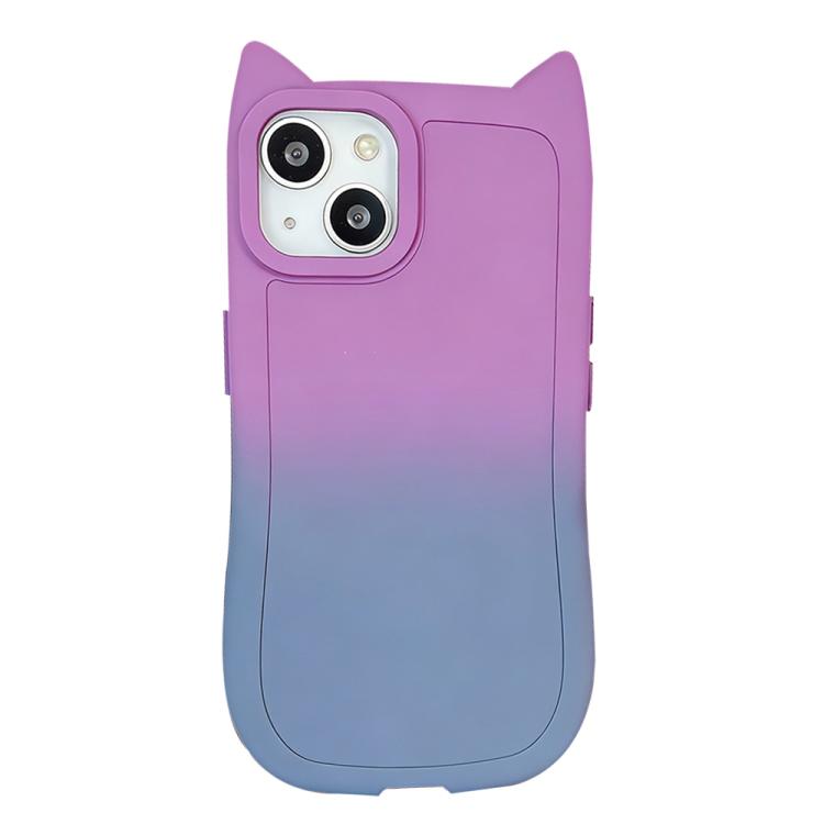 For iPhone 13 Gradient Cat Ear Design TPU Phone Case