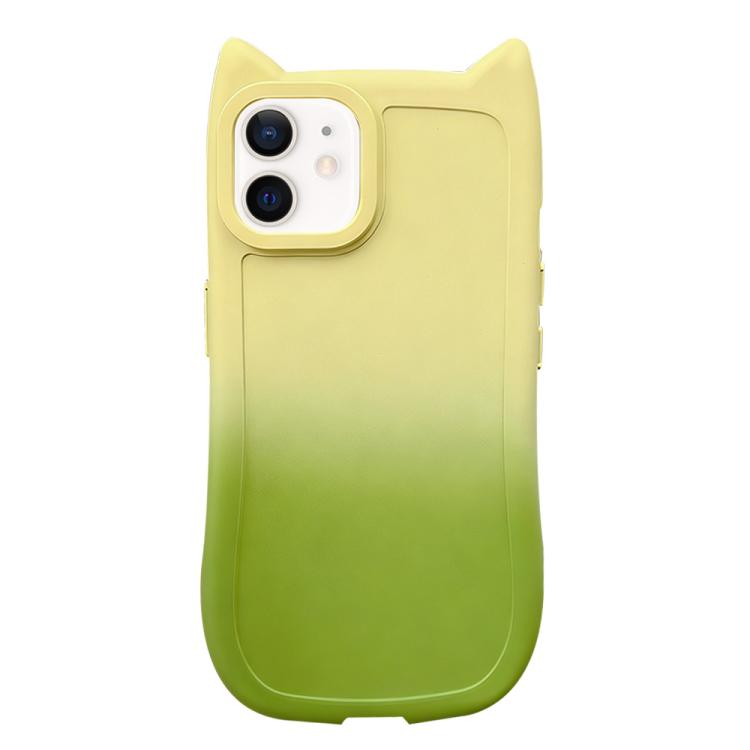 For iPhone 12 Gradient Cat Ear Design TPU Phone Case