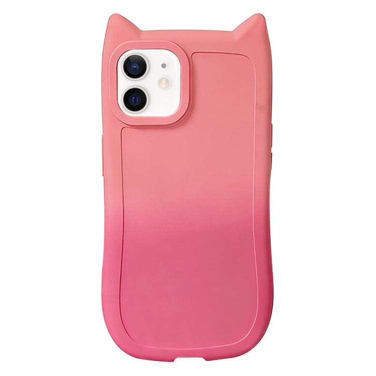 For iPhone 12 Gradient Cat Ear Design TPU Phone Case