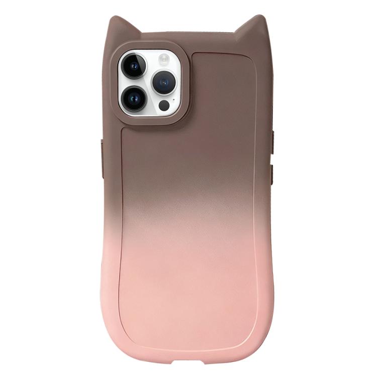 For iPhone 12 Pro Gradient Cat Ear Design TPU Phone Case