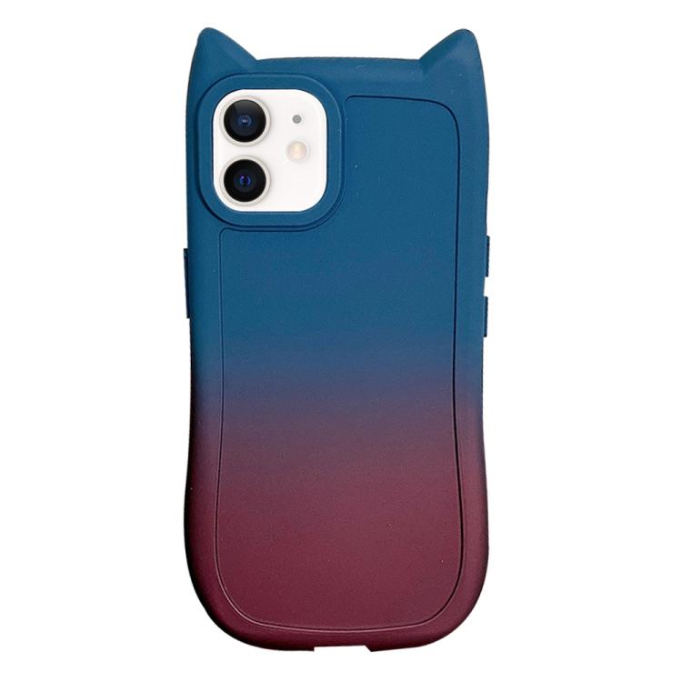 For iPhone 11 Gradient Cat Ear Design TPU Phone Case