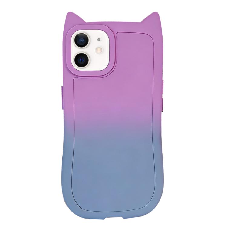 For iPhone 11 Gradient Cat Ear Design TPU Phone Case