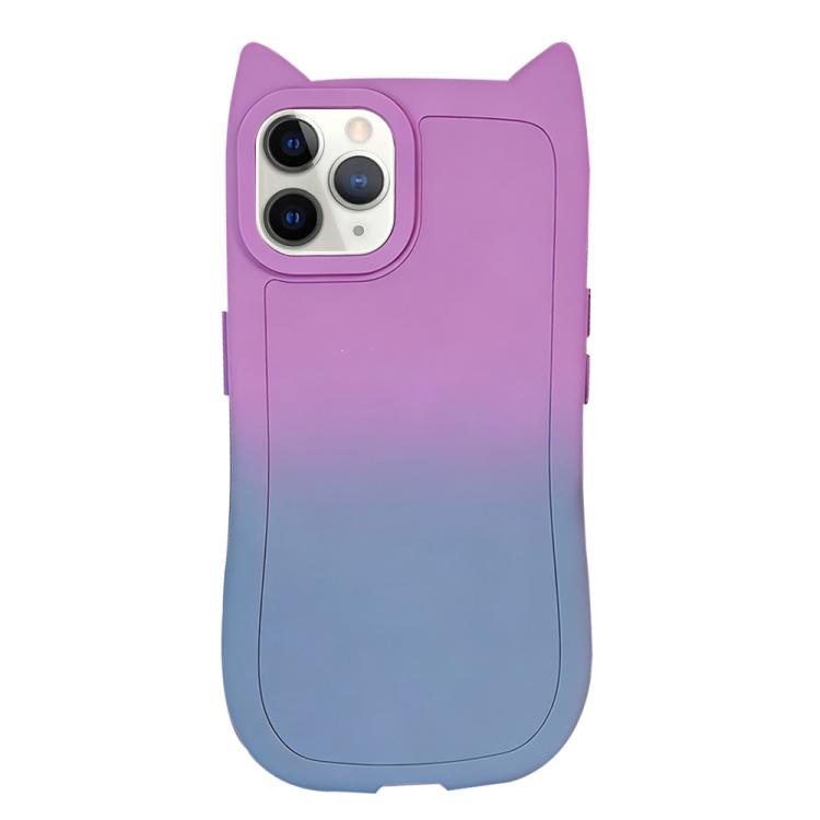 For iPhone 11 Pro Gradient Cat Ear Design TPU Phone Case