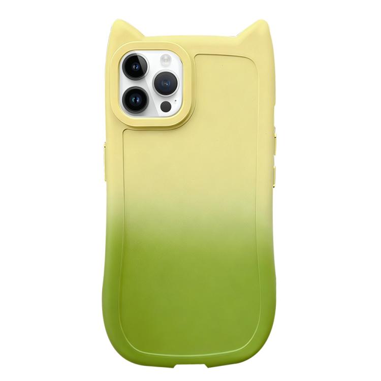 For iPhone 15 Pro Gradient Cat Ear Design TPU Phone Case
