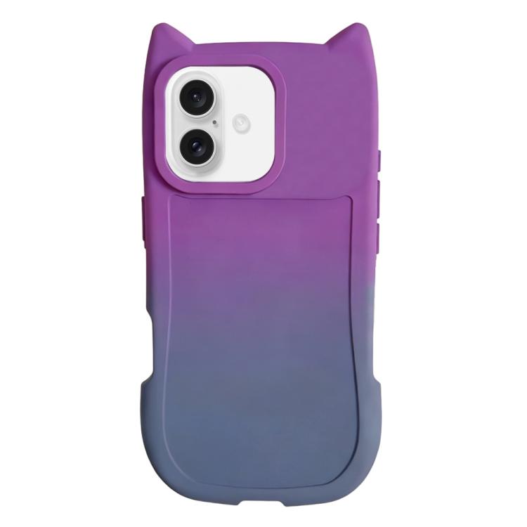 For iPhone 16 Plus Gradient Cat Ear Design TPU Phone Case