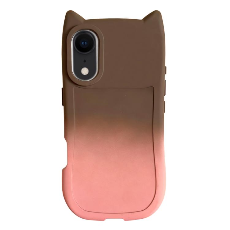 For iPhone XR Gradient Cat Ear Design TPU Phone Case