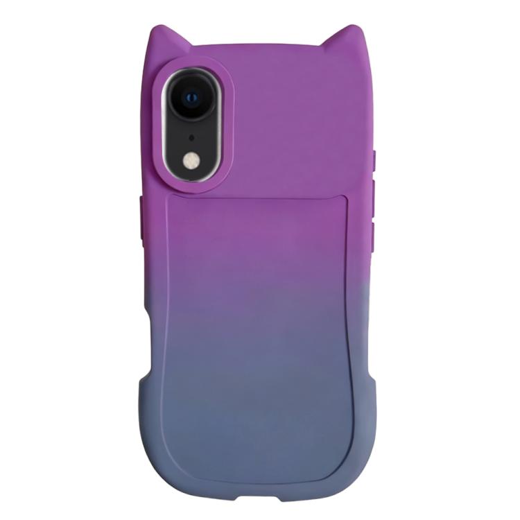 For iPhone XR Gradient Cat Ear Design TPU Phone Case