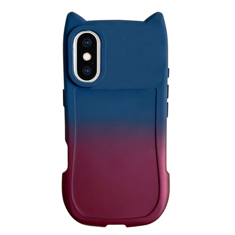 For iPhone XS Max Gradient Cat Ear Design TPU Phone Case
