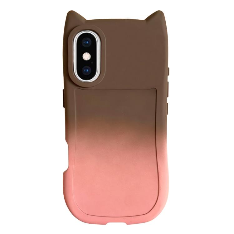 For iPhone XS Max Gradient Cat Ear Design TPU Phone Case
