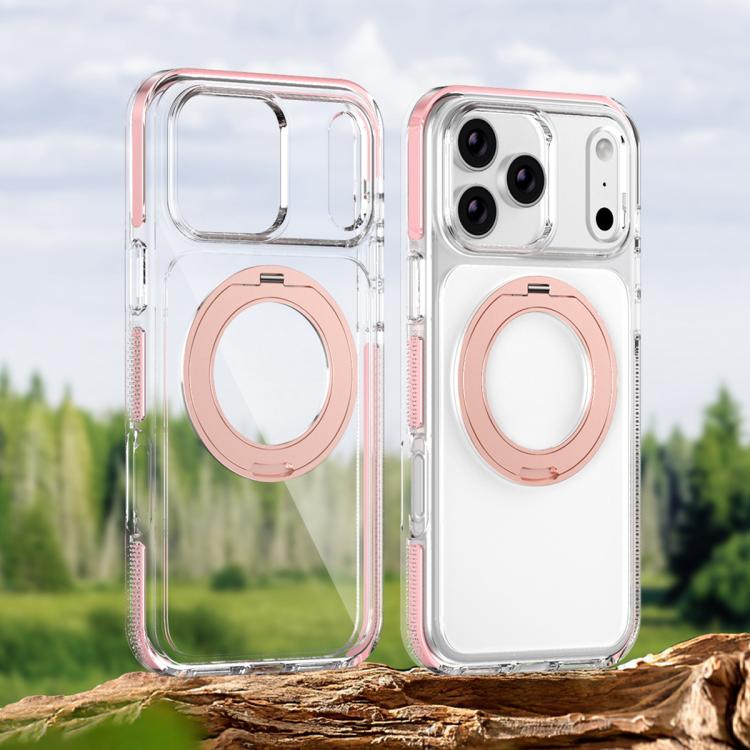 For iPhone 17 Pro Ice Armor Magnetic Rotation Holder PC Hybrid TPU Phone Case