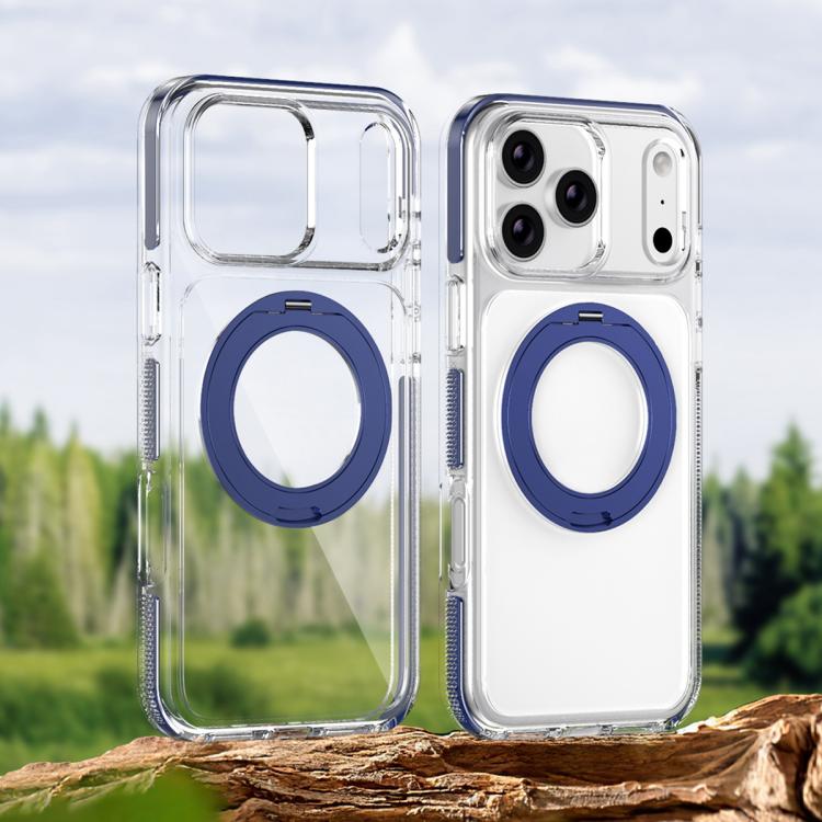 For iPhone 17 Pro Ice Armor Magnetic Rotation Holder PC Hybrid TPU Phone Case