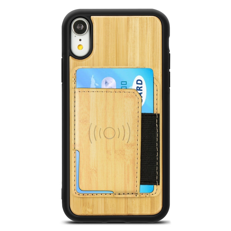 For iPhone X / XS Wood Grain PU+TPU Protective Case with Card Slot