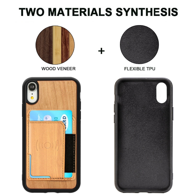 For iPhone XS Max Wood Grain PU+TPU Protective Case with Card Slot
