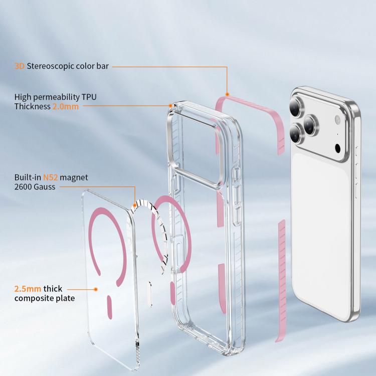 For iPhone 17 Pro Max Crystal Shield Clear Magnetic Acrylic Hybrid TPU Phone Case