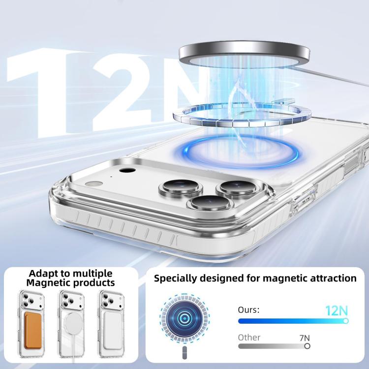 For iPhone 17 Pro Max Crystal Shield Clear Magnetic Acrylic Hybrid TPU Phone Case
