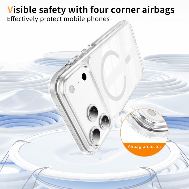 For iPhone 17 Pro Max Crystal Shield Clear Magnetic Acrylic Hybrid TPU Phone Case