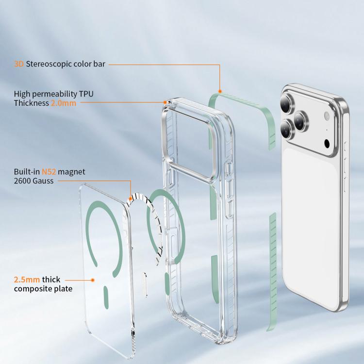 For iPhone 17 Pro Max Crystal Shield Clear Magnetic Acrylic Hybrid TPU Phone Case