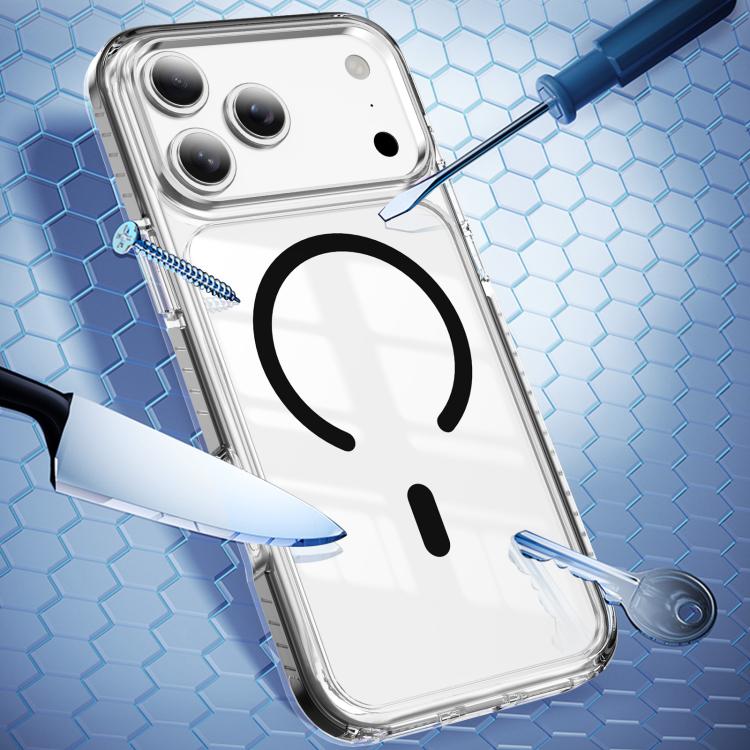 For iPhone 17 Pro Max Crystal Shield Clear Magnetic Acrylic Hybrid TPU Phone Case