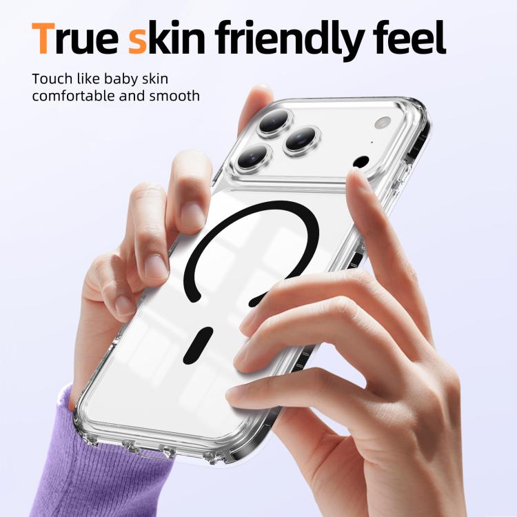 For iPhone 17 Pro Max Crystal Shield Clear Magnetic Acrylic Hybrid TPU Phone Case