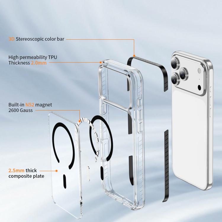 For iPhone 17 Pro Max Crystal Shield Clear Magnetic Acrylic Hybrid TPU Phone Case