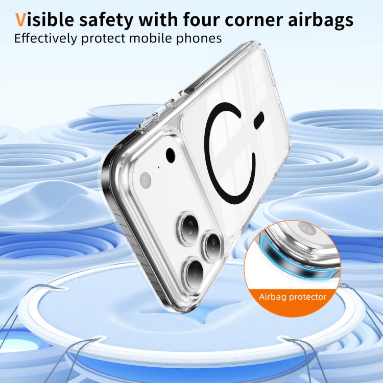 For iPhone 17 Pro Max Crystal Shield Clear Magnetic Acrylic Hybrid TPU Phone Case